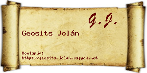 Geosits Jolán névjegykártya