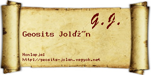 Geosits Jolán névjegykártya